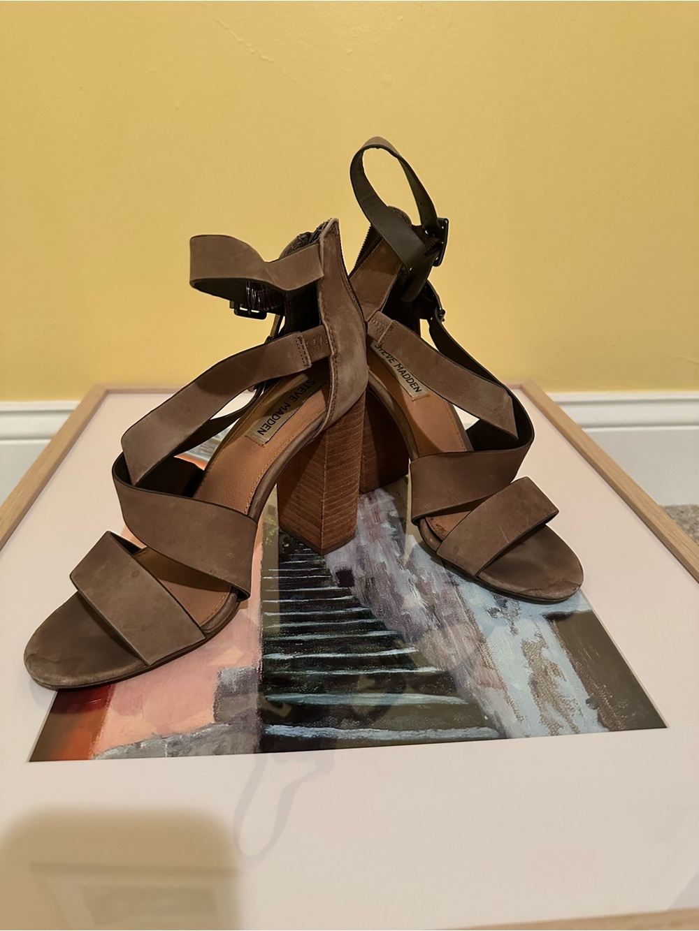 Steve Madden Brown Strappy Block Heel Sandals